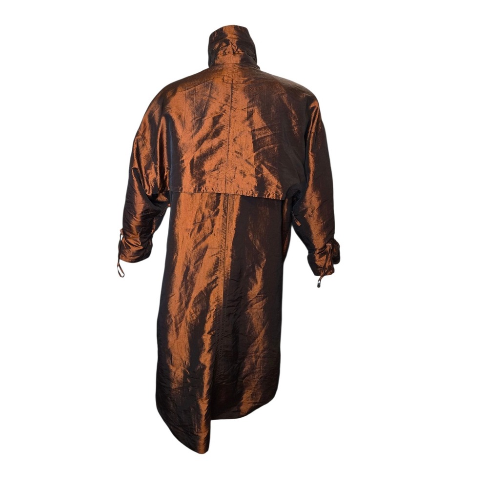 Vintage Bronze Iridescent Long Insulated Coat Size 10 Zip Snap Front Art Wear - Picture 5 of 8
